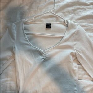 Women's White V-Neck Top